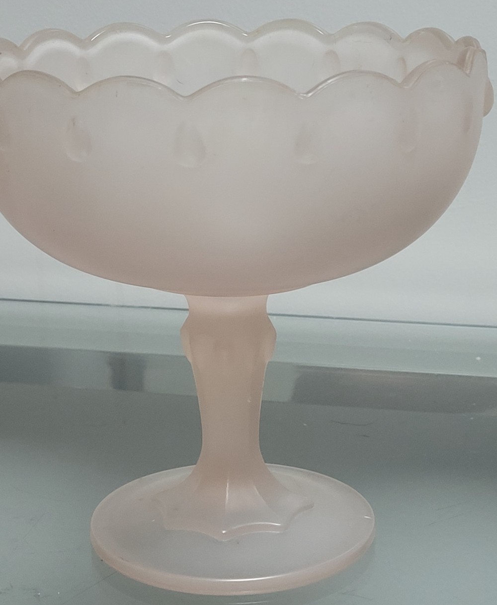 VTG Indiana Glass Teardrop Compote Satin Pink