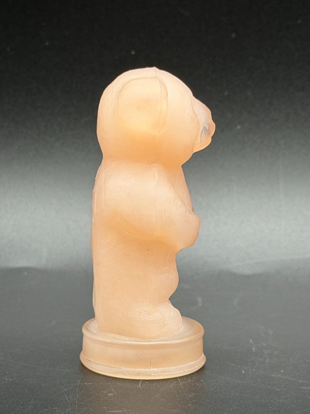 Boyd Glass Andy the Bear Vintage Figurine - Frosted Pink Satin Art Glass