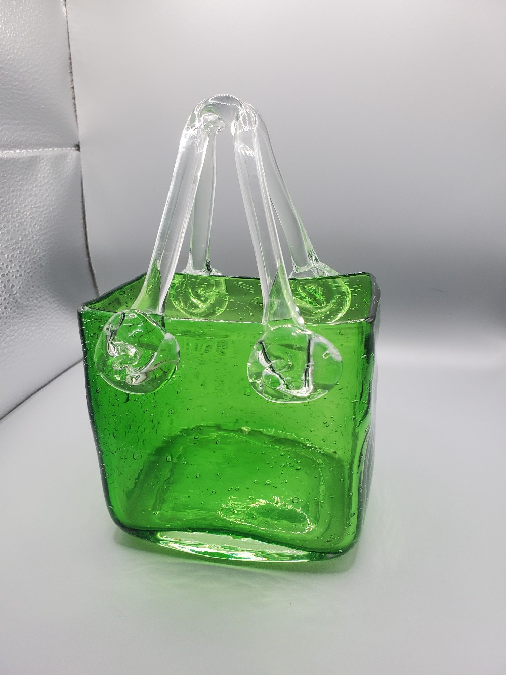 Vintage Hand-Blown Green Glass Bubble Purse