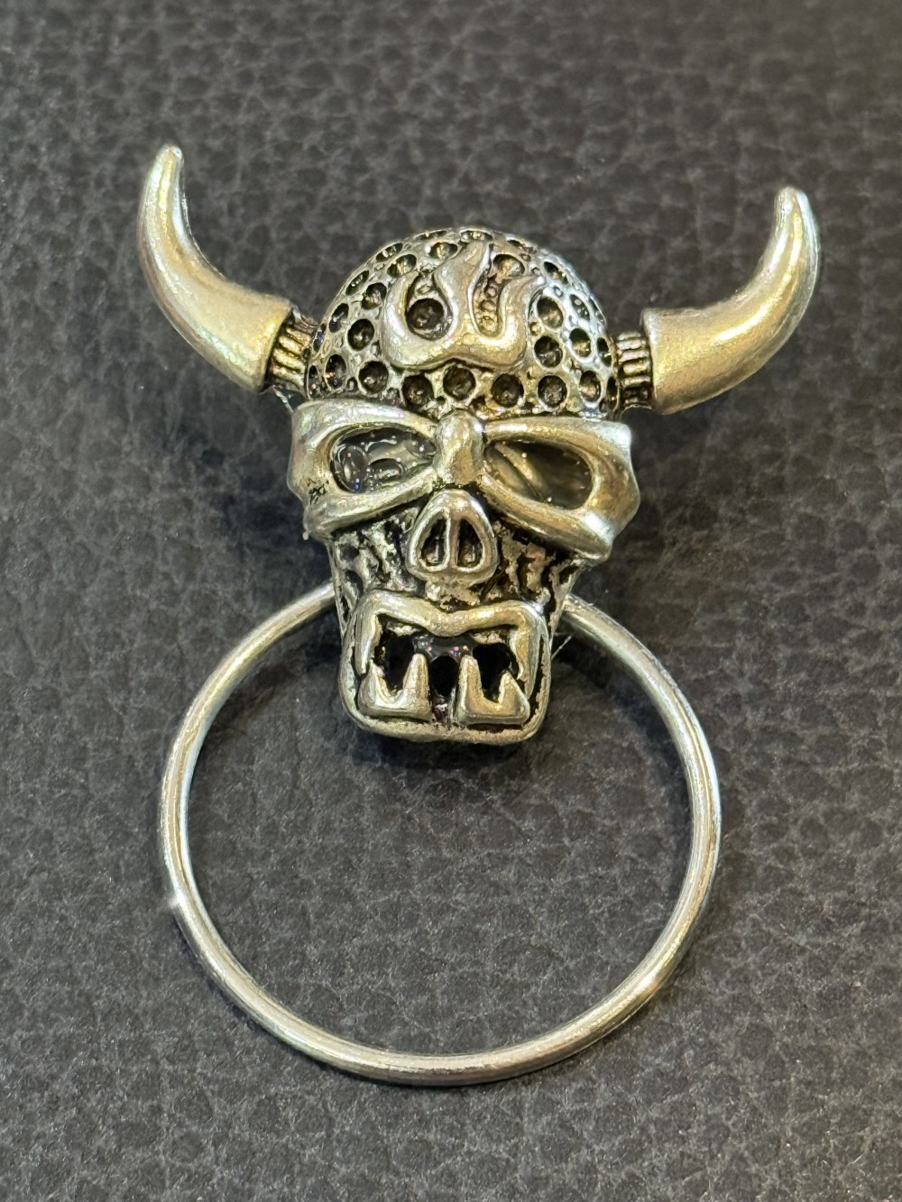 Eyeglass Holder Pin - Viking Skull in Silver