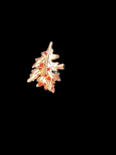 Copper Beaded Oak Leaf Brooch Fall Season