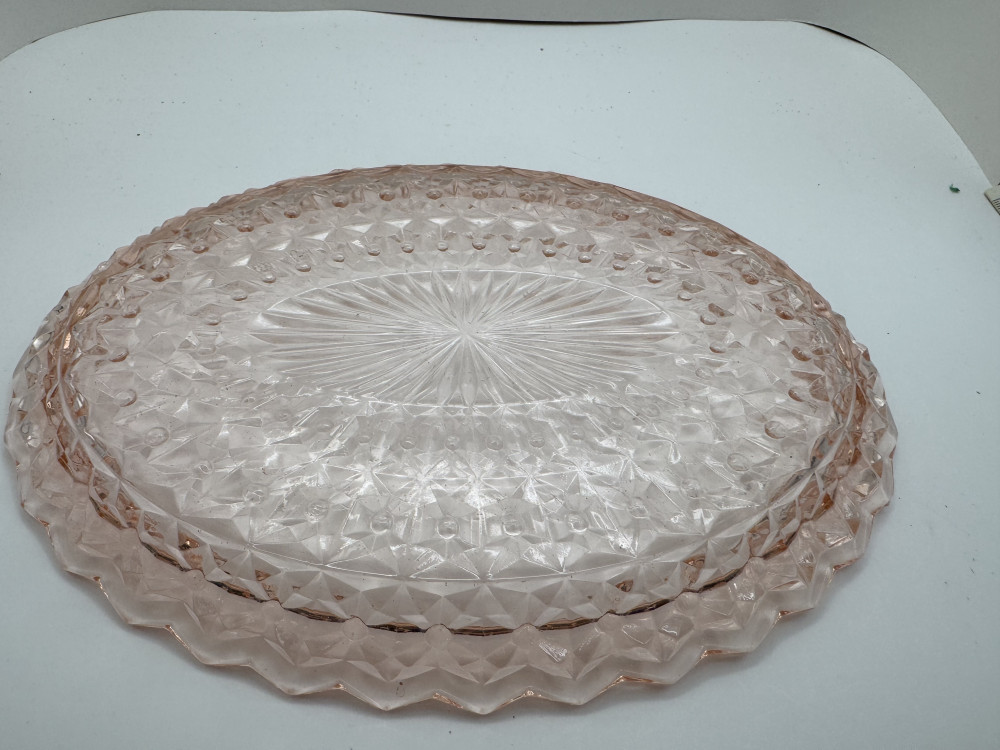 PINK DEPRESSION GLASS OVAL PLATTER