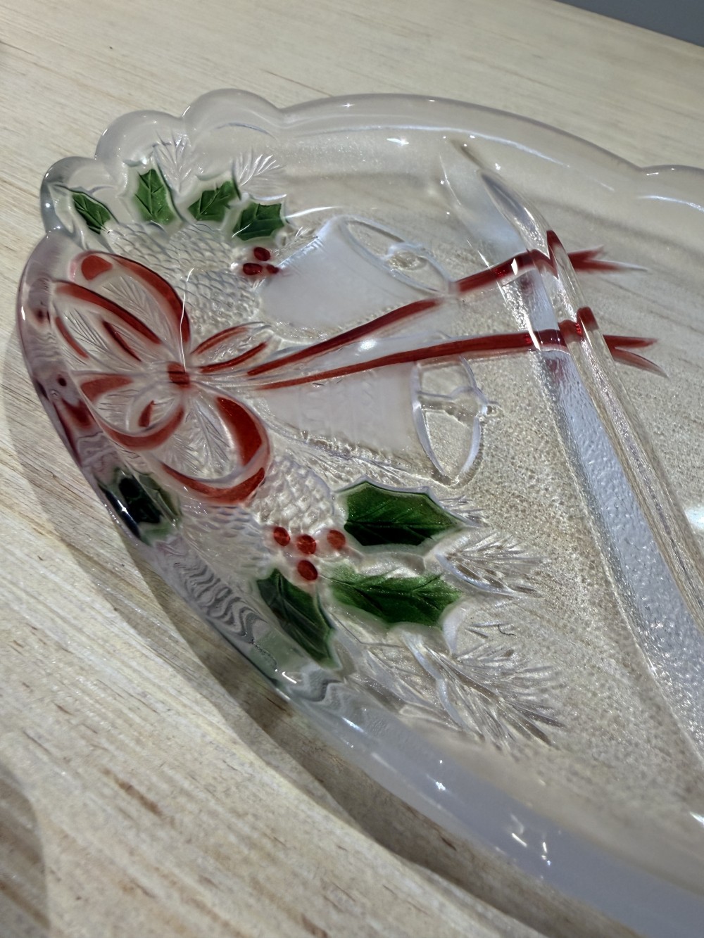 Vtg Mikasa Christmas Holly & Bow Platter
