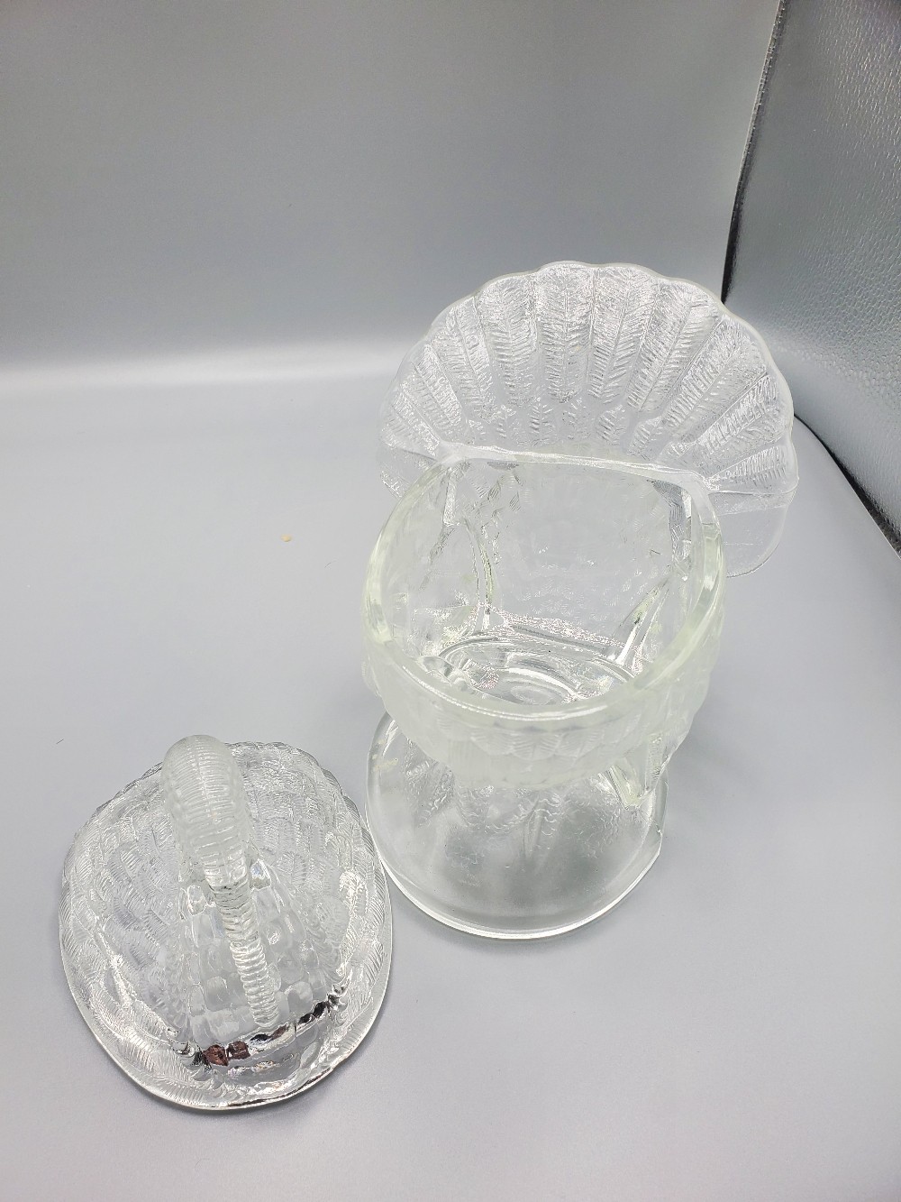 L E Smith Clear Glass Turkey Lidded Candy Dish