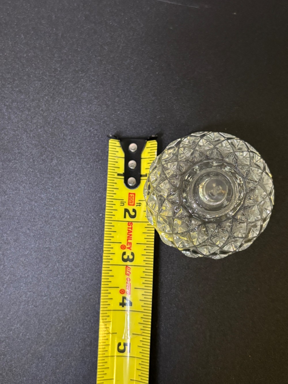 Vintage Clear Pressed Glass Diamond Pattern Trinket Jar with Lid