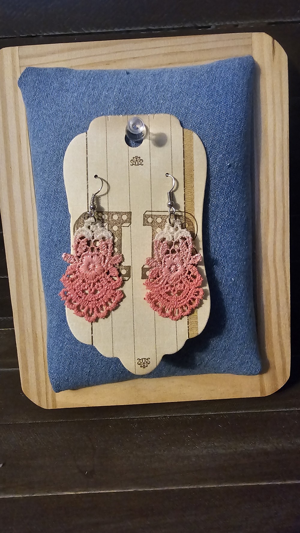 Pink lace earrings