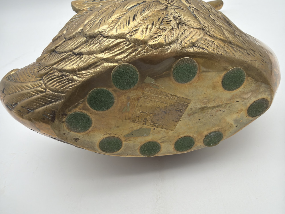 Vintage Brass Swan Planter 12 in