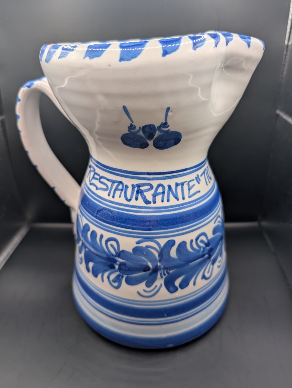 Hand-painted pottery pitcher 8.5