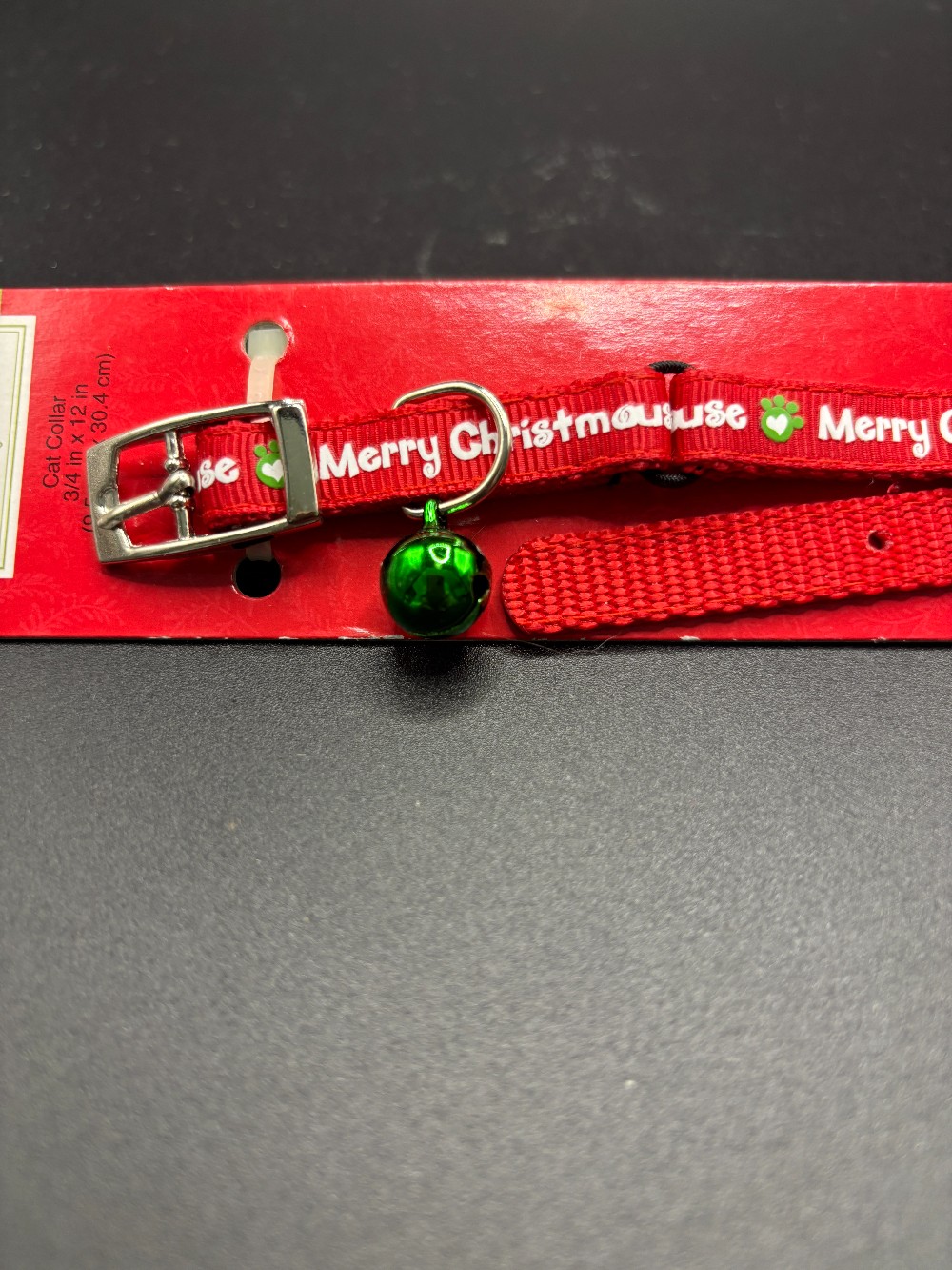 Pet red Christmas PSM adjustable buckle pet collar w/bell up to 12.5in