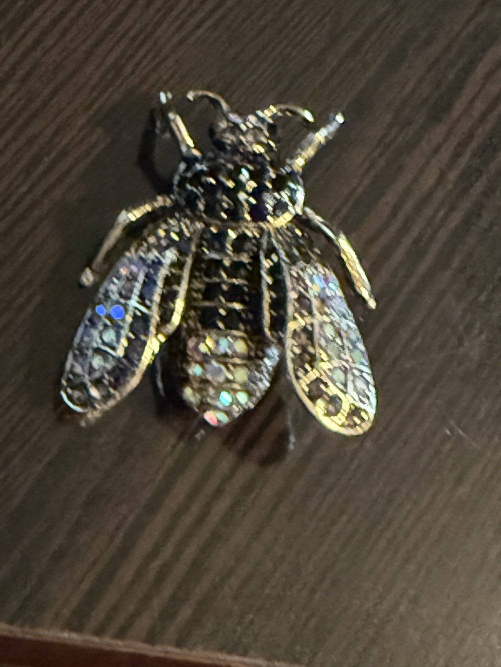 Brooch Pin - House Fly Rhinestone In Gold