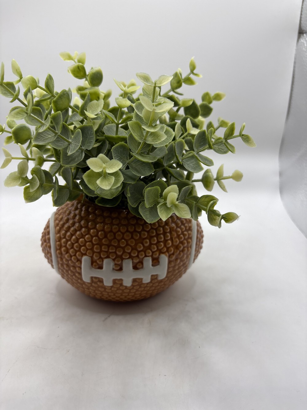 Ceramic Football Planter with Faux Greenery 5 inch long