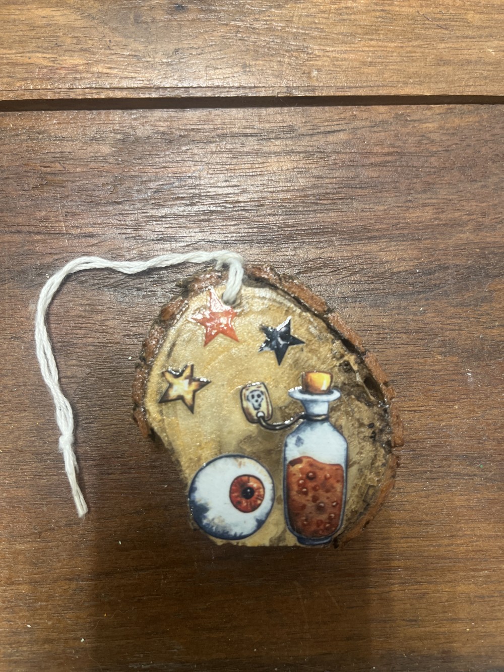 Eyeball wood slice Halloween ornament
