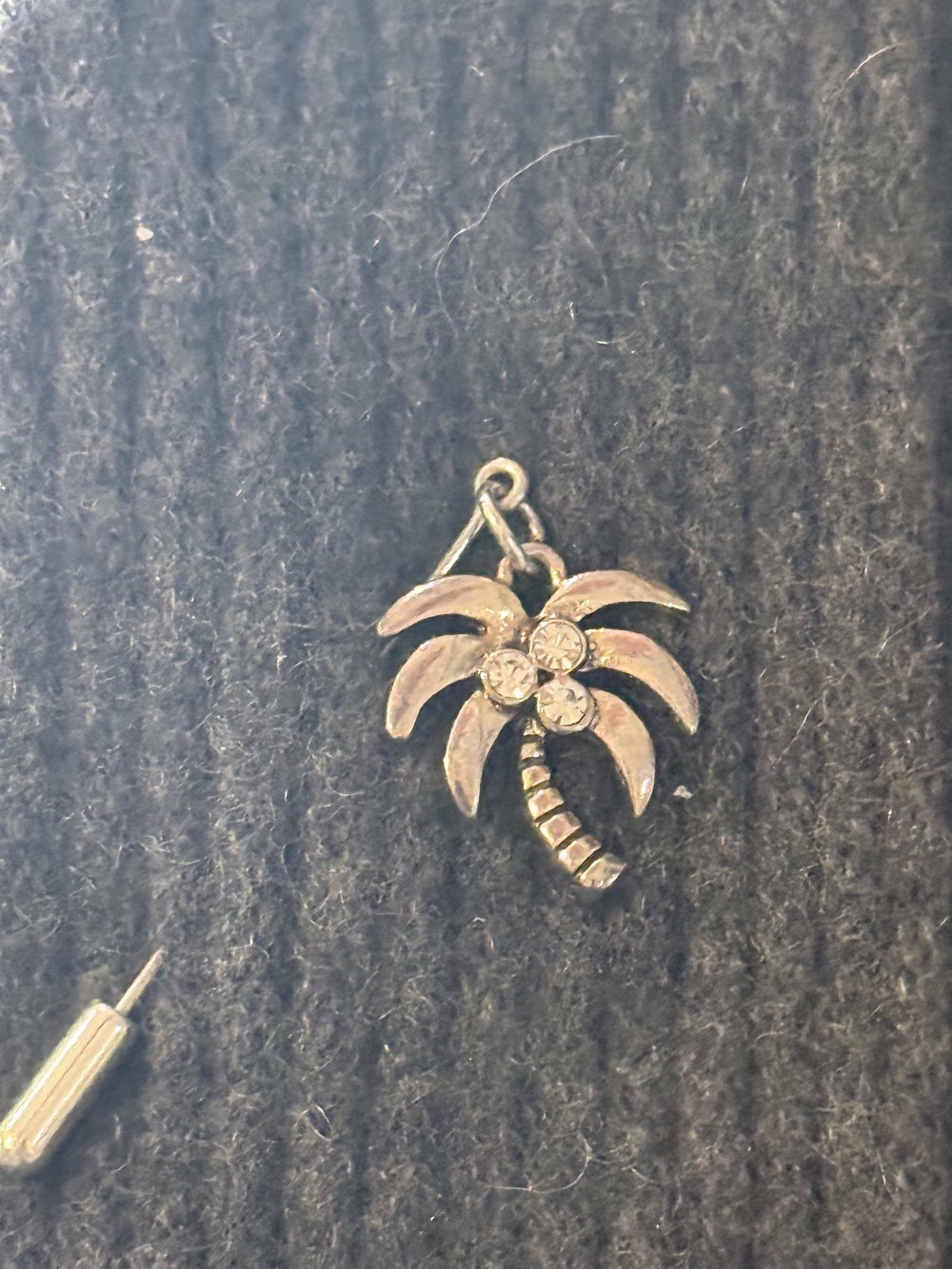 Hat Pin, Scarf Pin - Silver Coconut Tree Rhinestones, Lapel Pin, Hat Pins