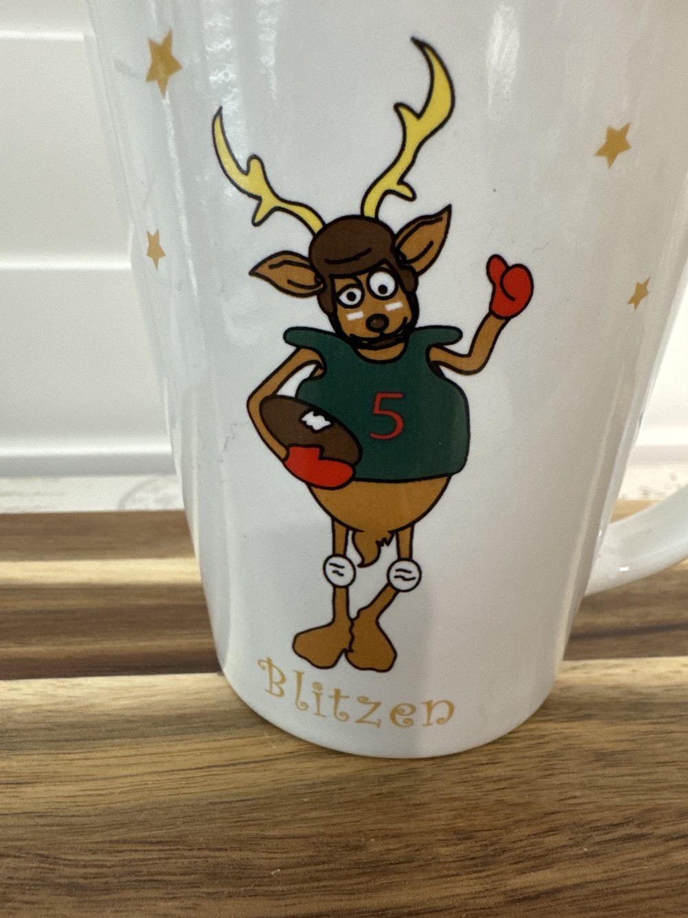 BLITZEN, COLLECTIBLE MUG, GOLD TRIM