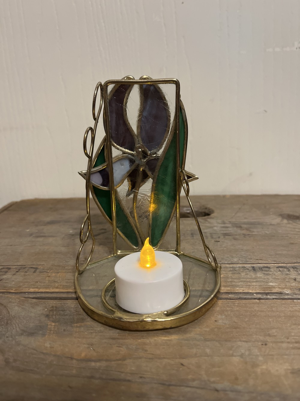 Artisan Stained Glass Iris Votive