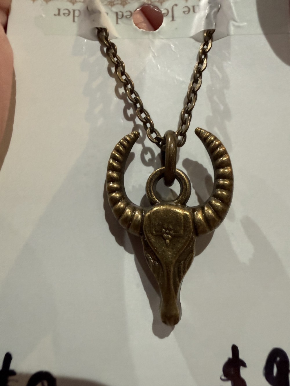 Necklace - Bronze Steer Skull Pendant
