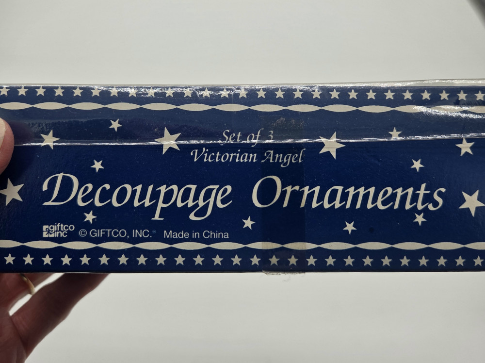 VTG Giftco Angel Magic Decoupage Ornaments, Set of 3