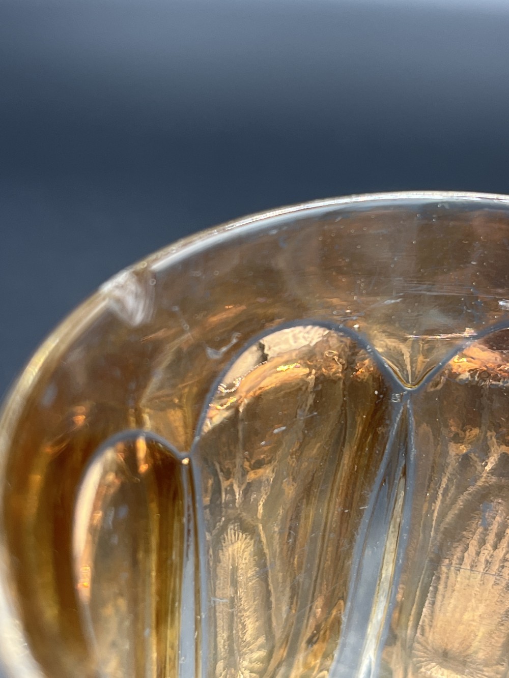 Vtg Set of 6 Amber faceted tumblers