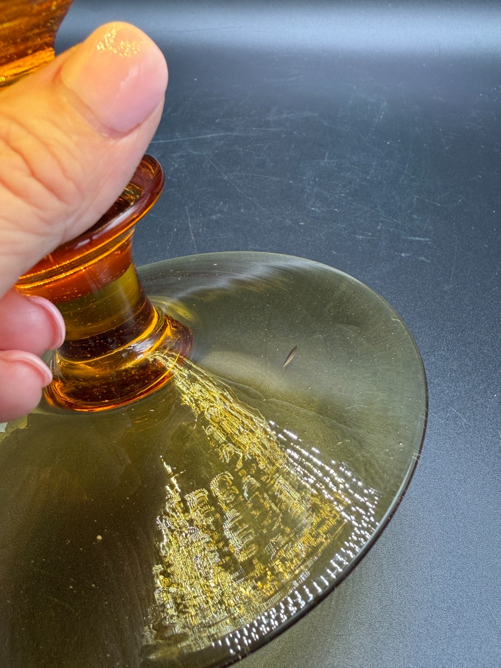 Art Glass Amber Brandy Snifter Vase