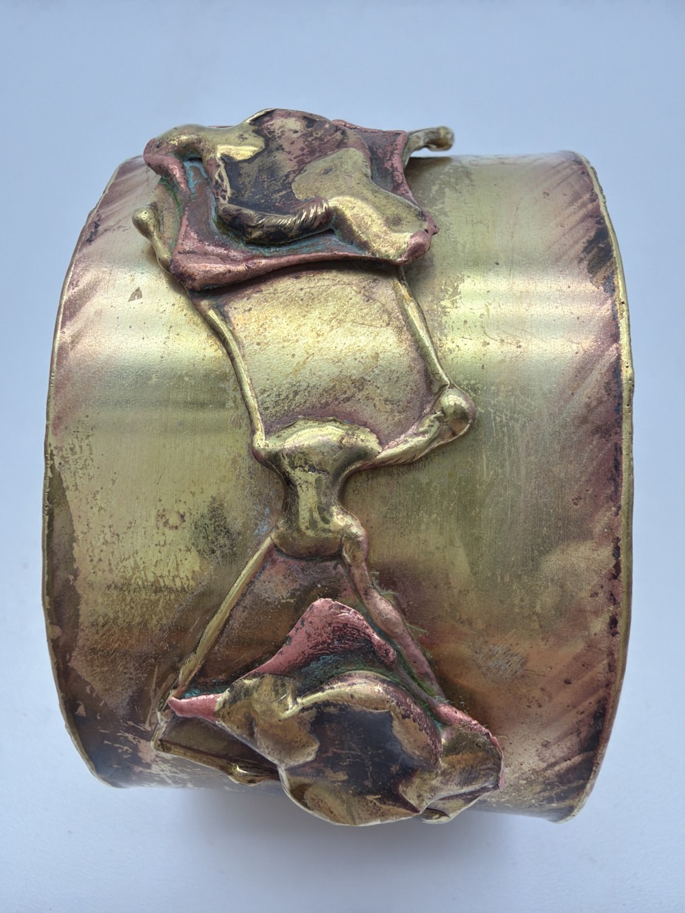 Vtg Brutalist Brass & Copper Cuff
