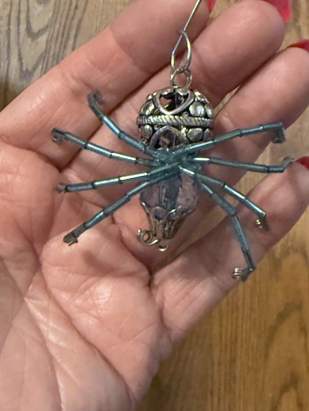 Ornament - Spider Silver & Teal