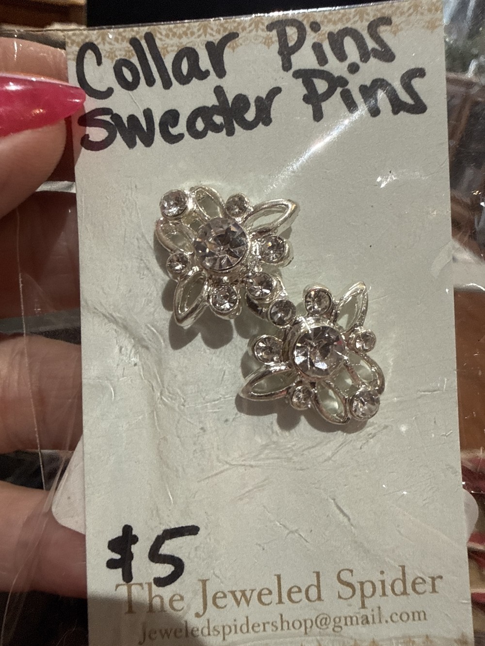 Collar Pins, Dress Pins, Sweater Pins - Rhinestone & Open Loops