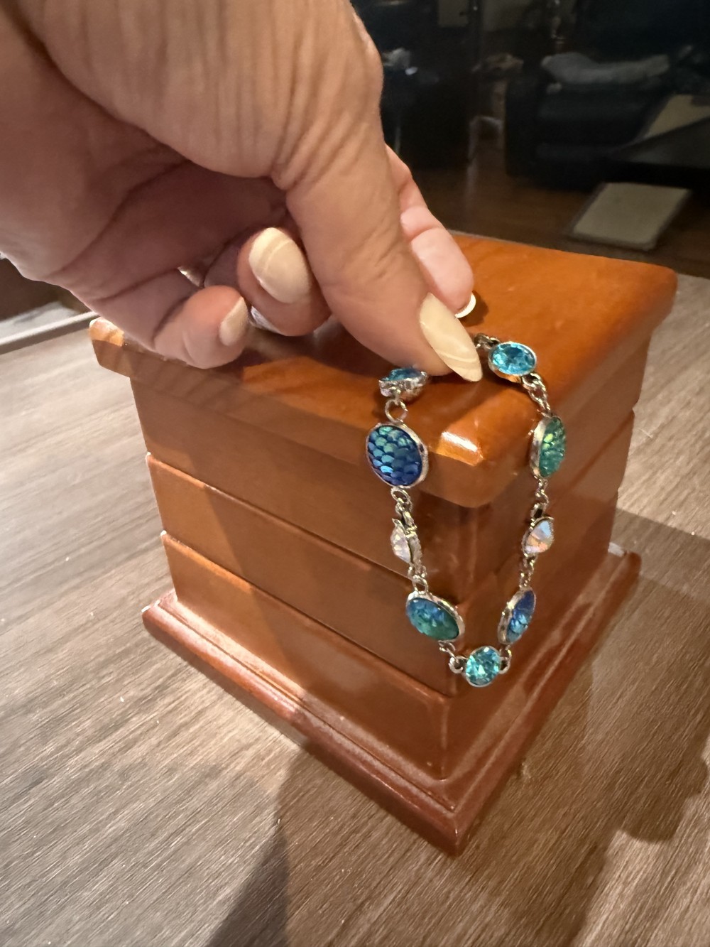Bracelet Mermaid or Dragon Skin Medallions with Crystal Accents