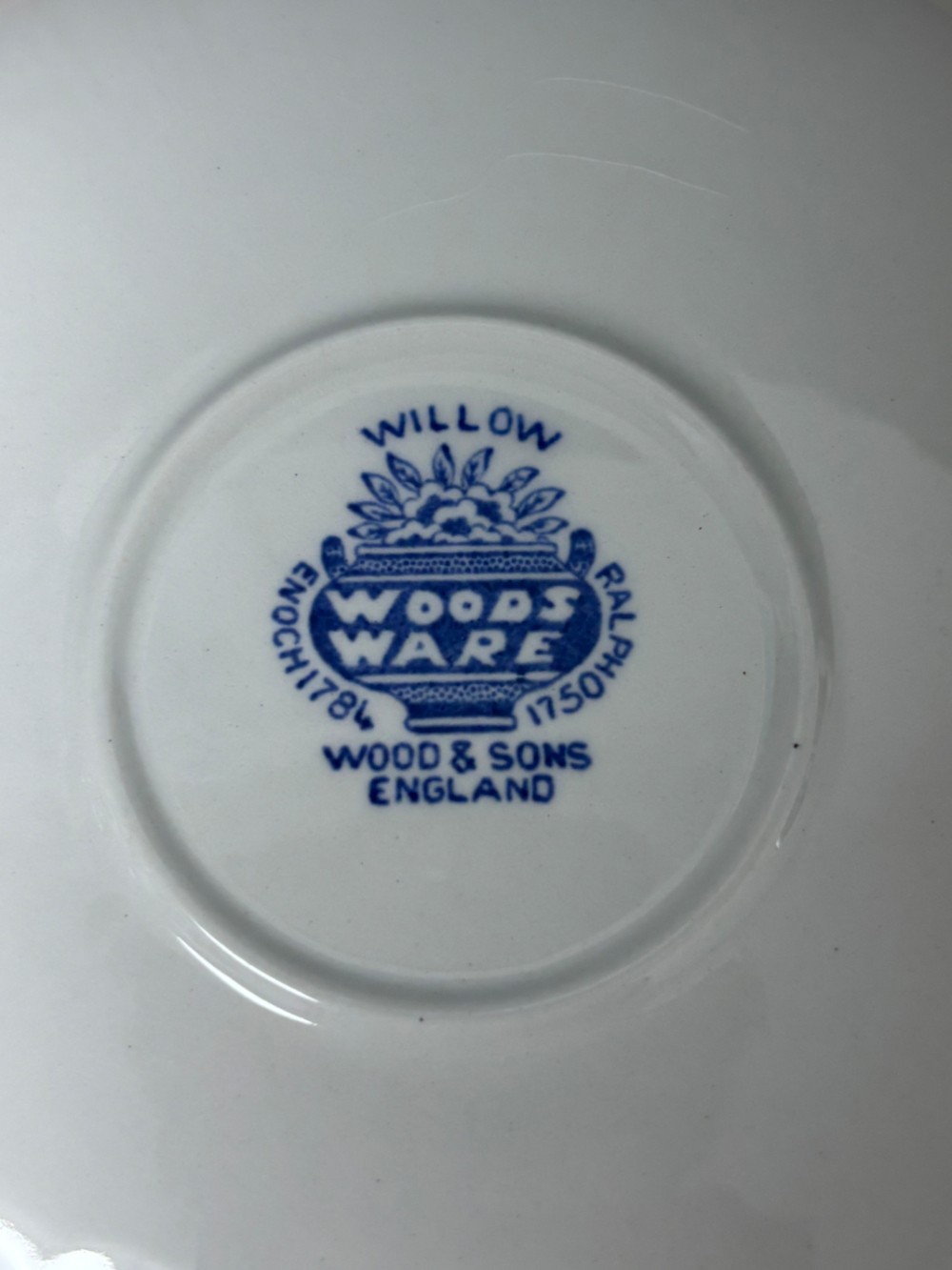 Blue Willow Dessert Bowls Set of 4 Wood and Sons Woods Ware England 6 Inch