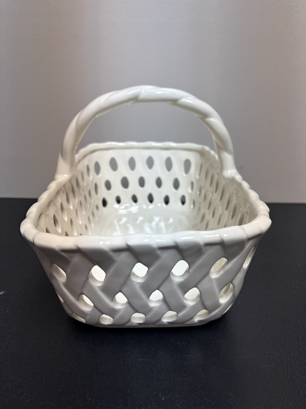 Portmeririon Studio Valerie White Lattice Basket ~12 in x 7.25 in
