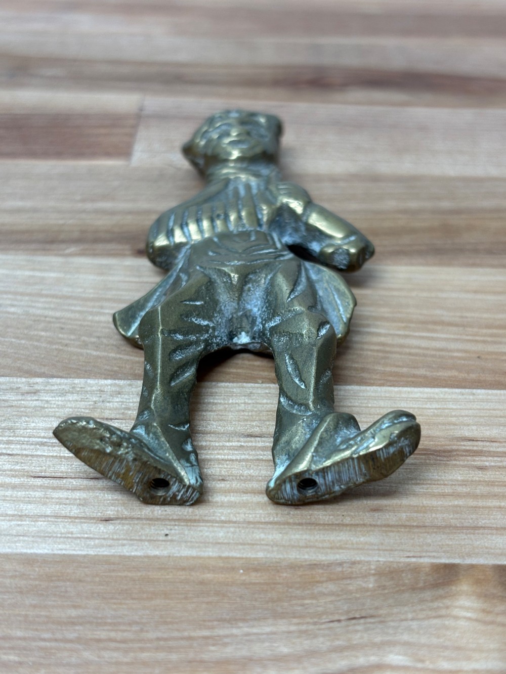 Brass Clown Accordion Player Wall Plaque Vintage Cast Brass Figure