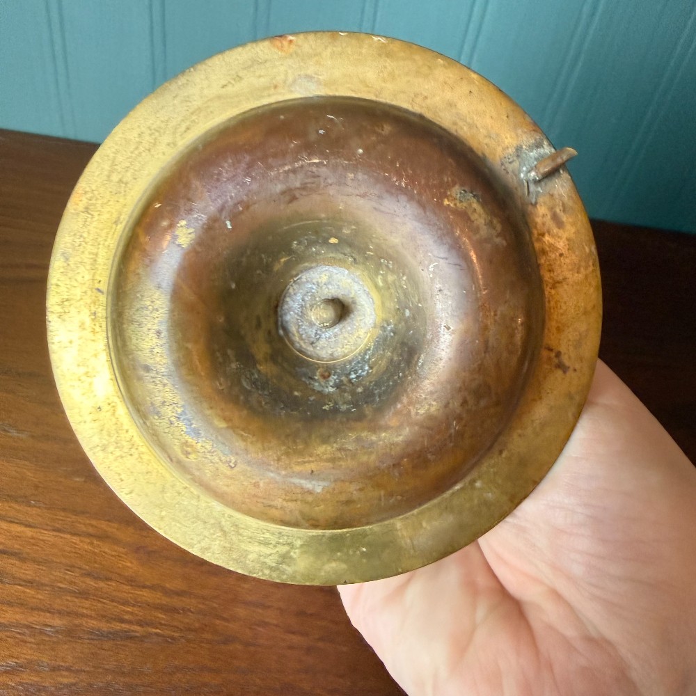 Vintage Brass Chamberstick Candle Holder, Saucer Base with Pointed Rest