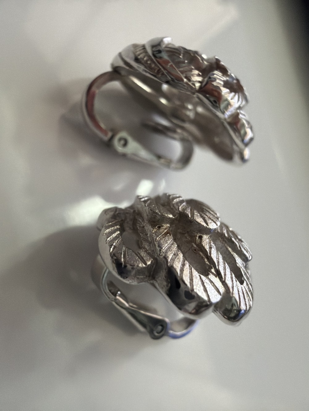 Vintage Crown Trifari Silver Tone Textured Knot Clip-On Earrings
