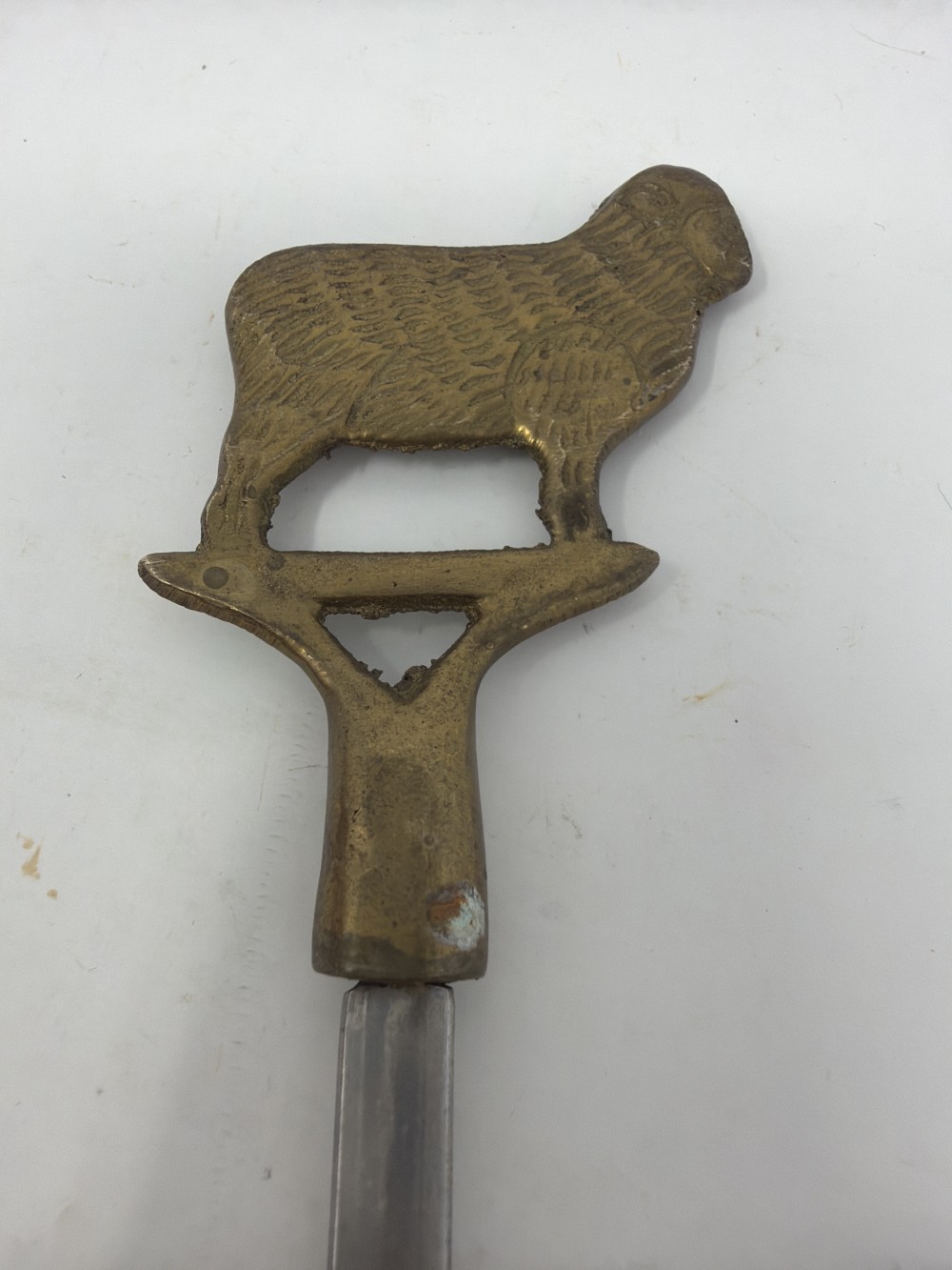 Vintage Brass & Stainless Steel Sheep Skewer