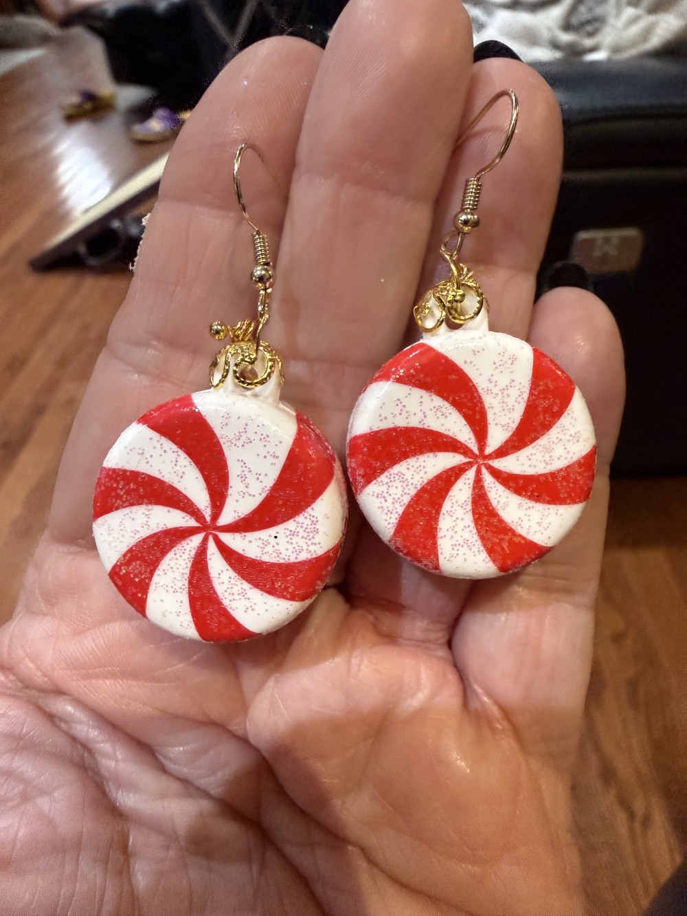 Earrings - Peppermint Candy Gold Topper, Candies