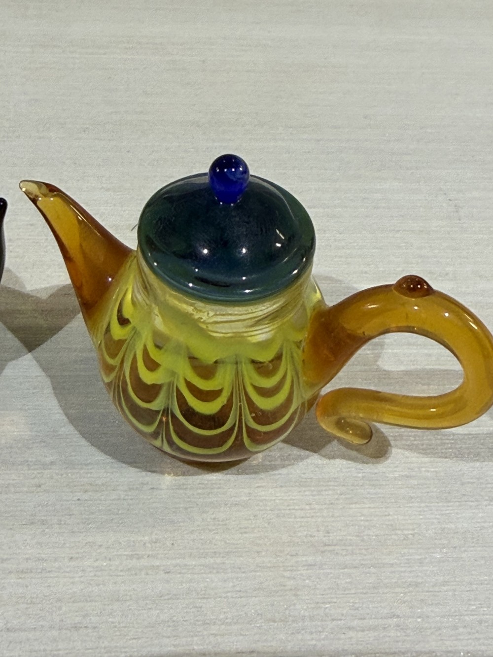 VTG Miniature Lenox Art Glass Teapot Pair