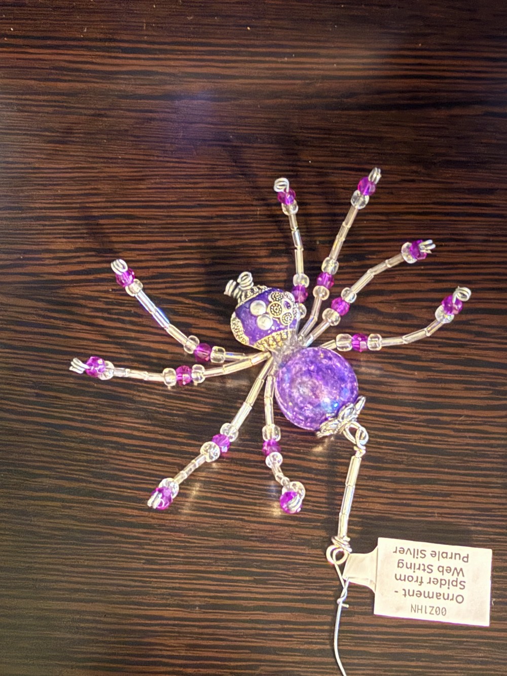Ornament -  Spider L from Web String Purple Silver