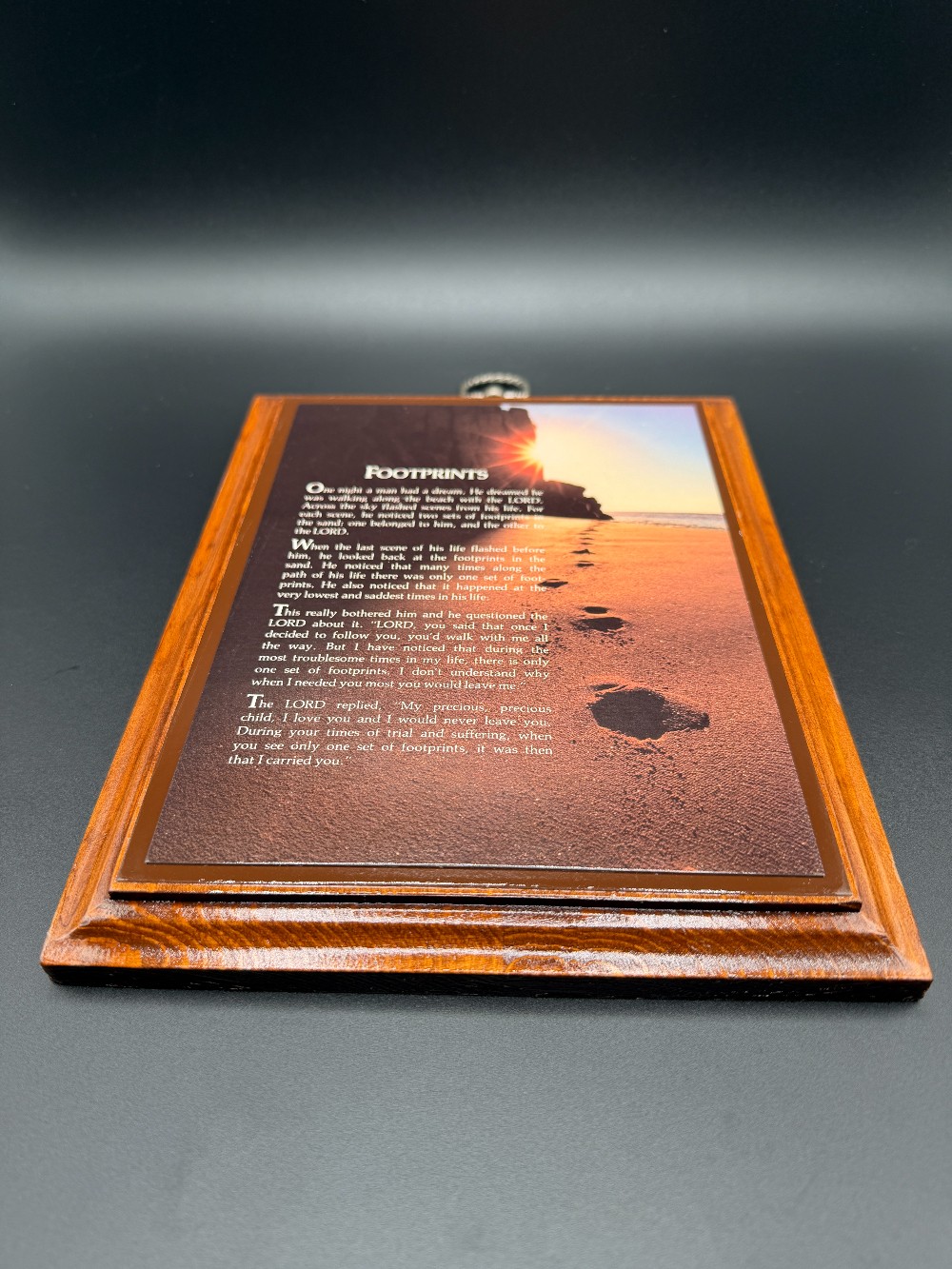 Vintage Footprints in the Sand Wood Wall Plaque – New Old Stock Pristine Condition