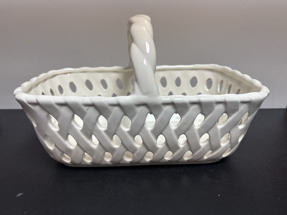 Portmeririon Studio Valerie White Lattice Basket ~12 in x 7.25 in
