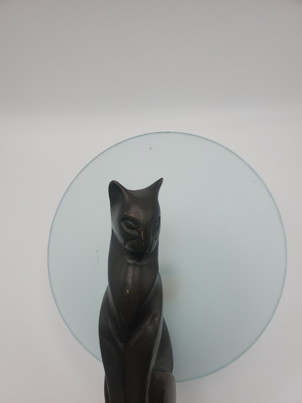 1920's Art Deco Bronze Cat/Moon Lamp