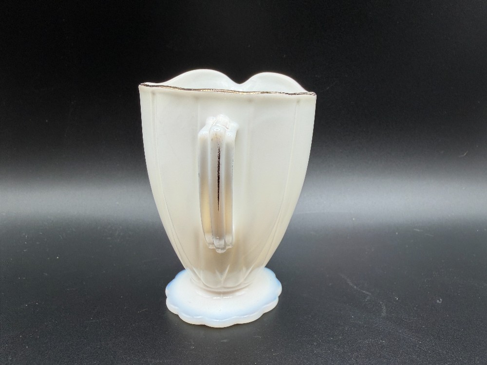 Vintage Fire-King Golden Shell Milk Glass Creamer – Anchor Hocking 22K Gold Trim Swirl