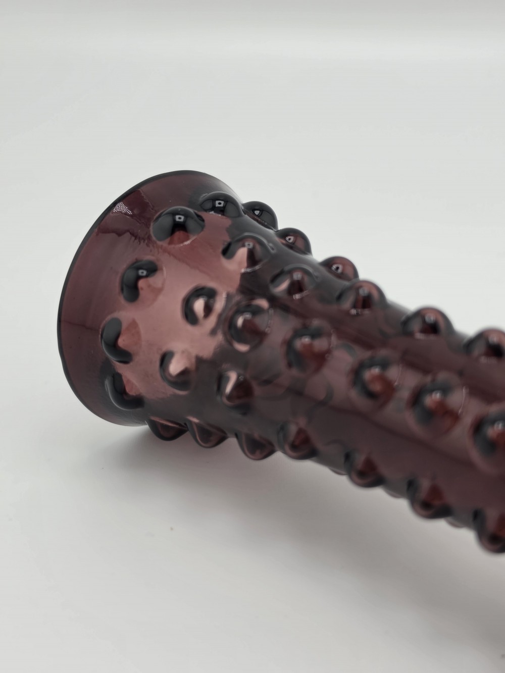 VTG 1960s 11 in Amethyst Hobnail Dbl Ball Vase