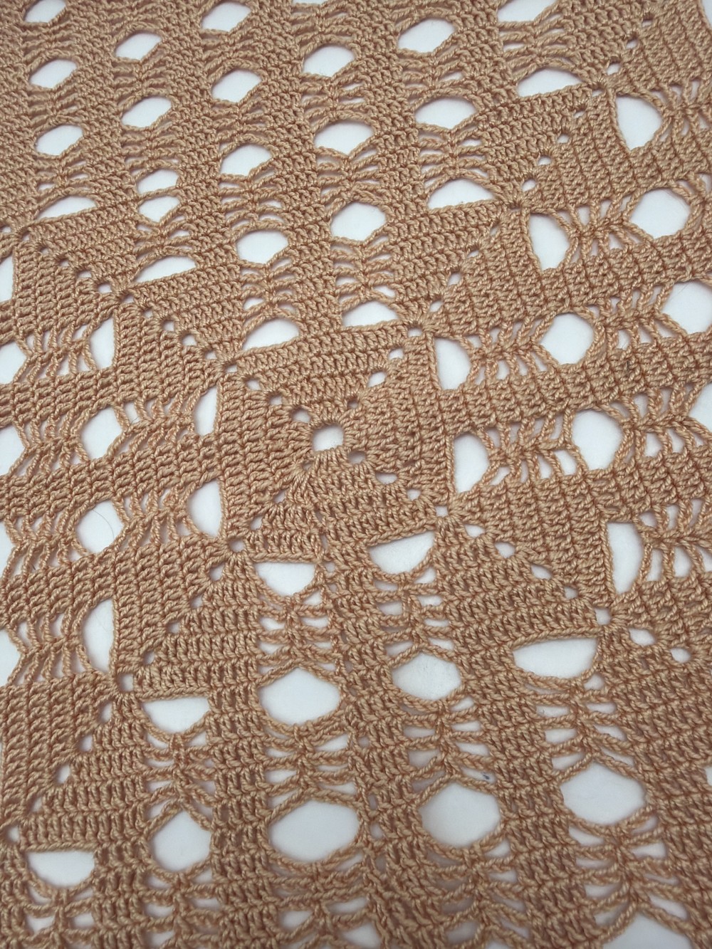Vintage Large Square Crochet Doily Warm Camel