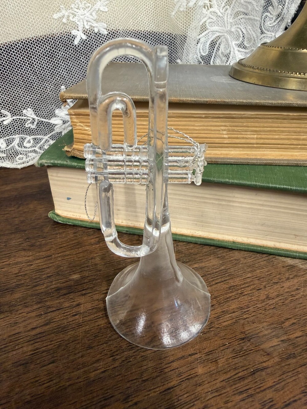 Clear plastic Trumpet Ornament