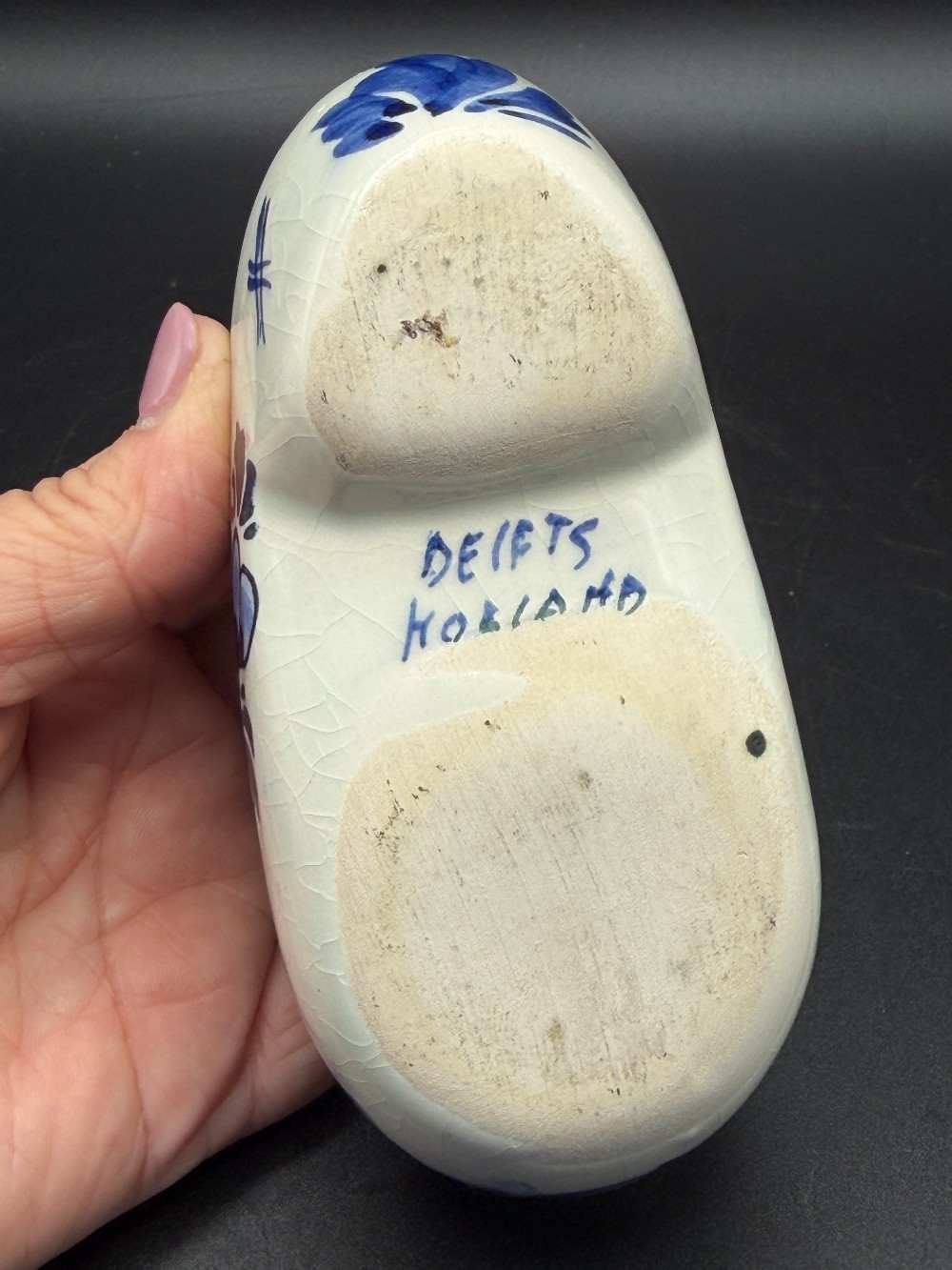 Delft Blue Hand-Painted Ceramic Dutch Clog Shoe Ashtray