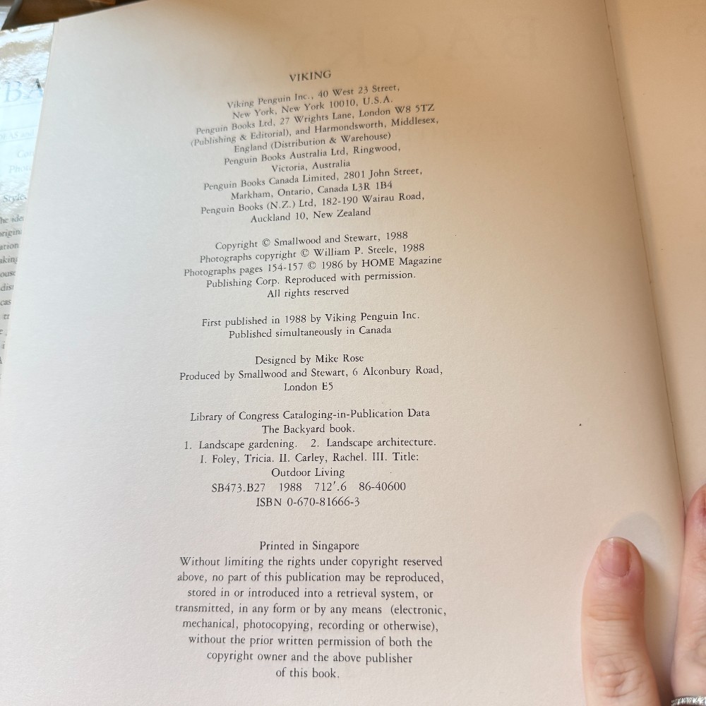 The Backyard Book – Tricia Foley, 1988