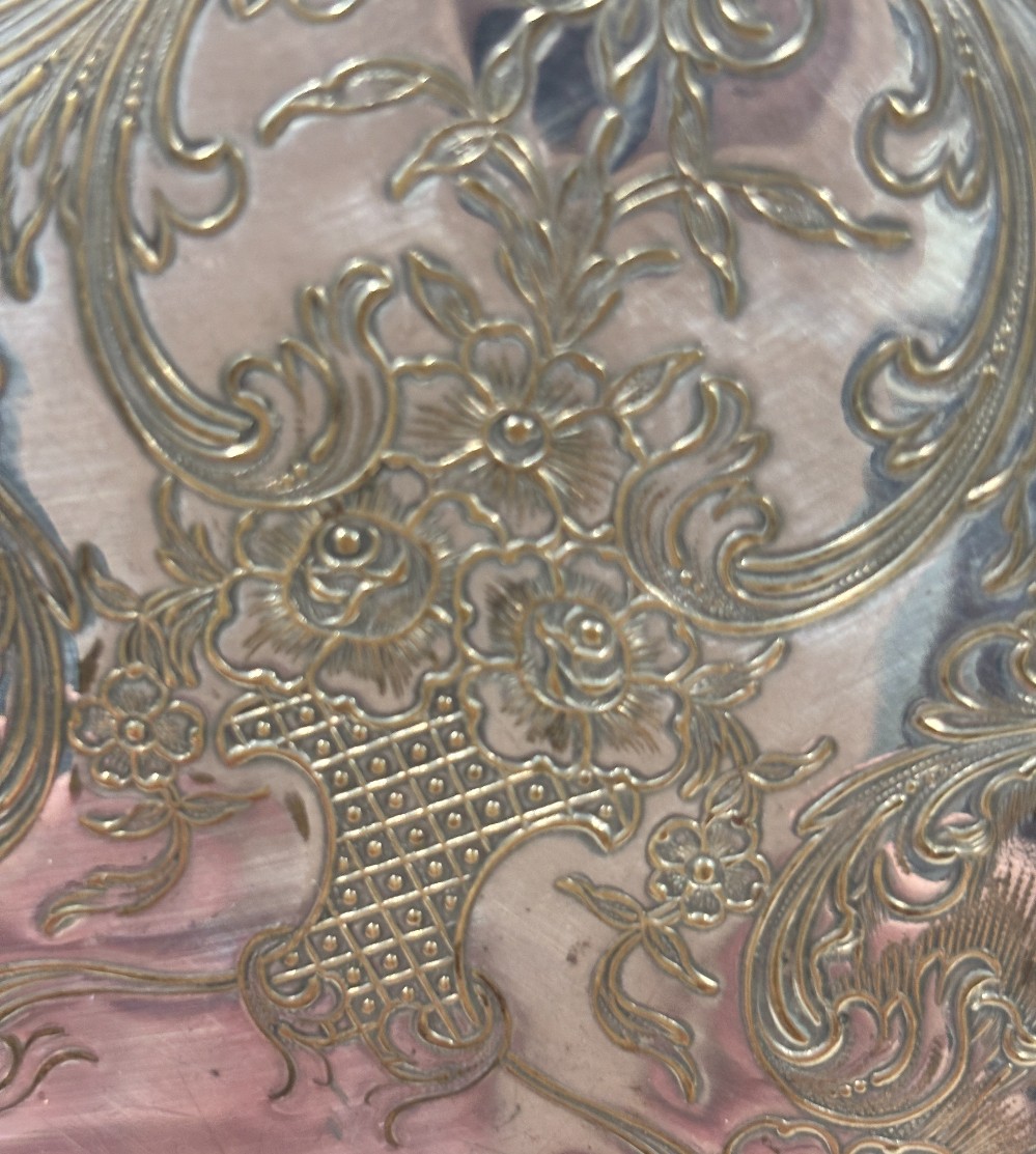 Tray WM Rogers 623 Eagle & Star Marks silverplate serving tray Victorian Rose vintage