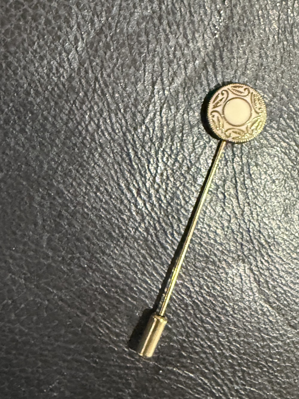 Hat Pin / Scarf Pin - Vintage Enamel Cream and Gold Button, Lapel Pin, Hat Pins,
