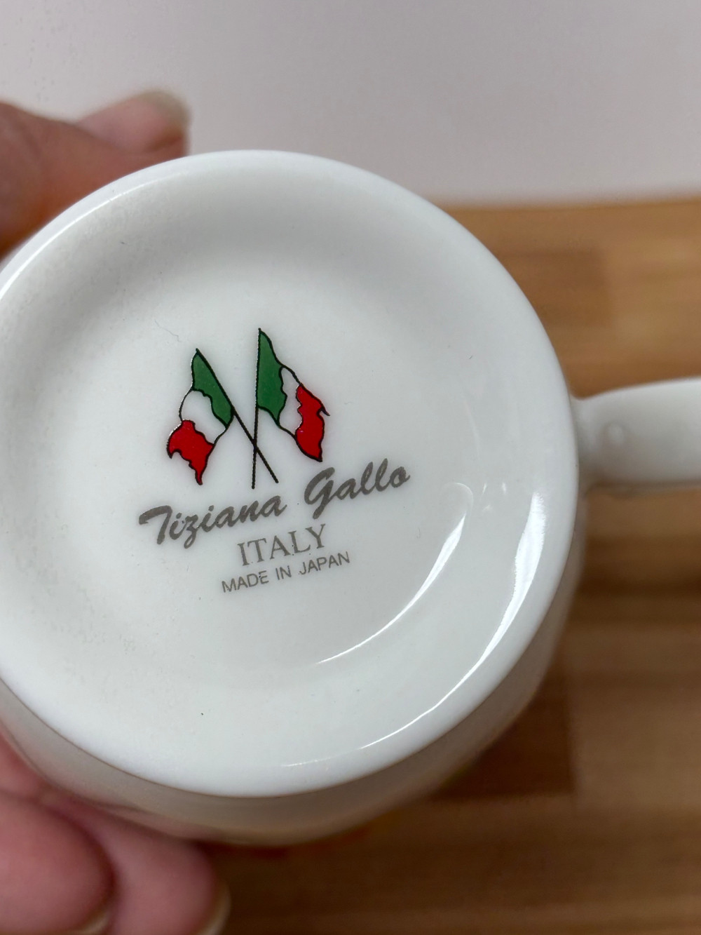 Tiziana Gallo Italy Floral Porcelain Coffee Mug Made in Japan Gold Trim