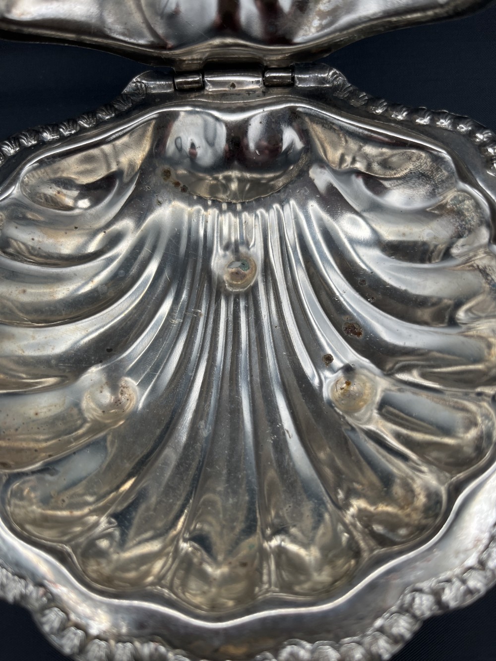 Vtg Silverplate Clamshell Dish