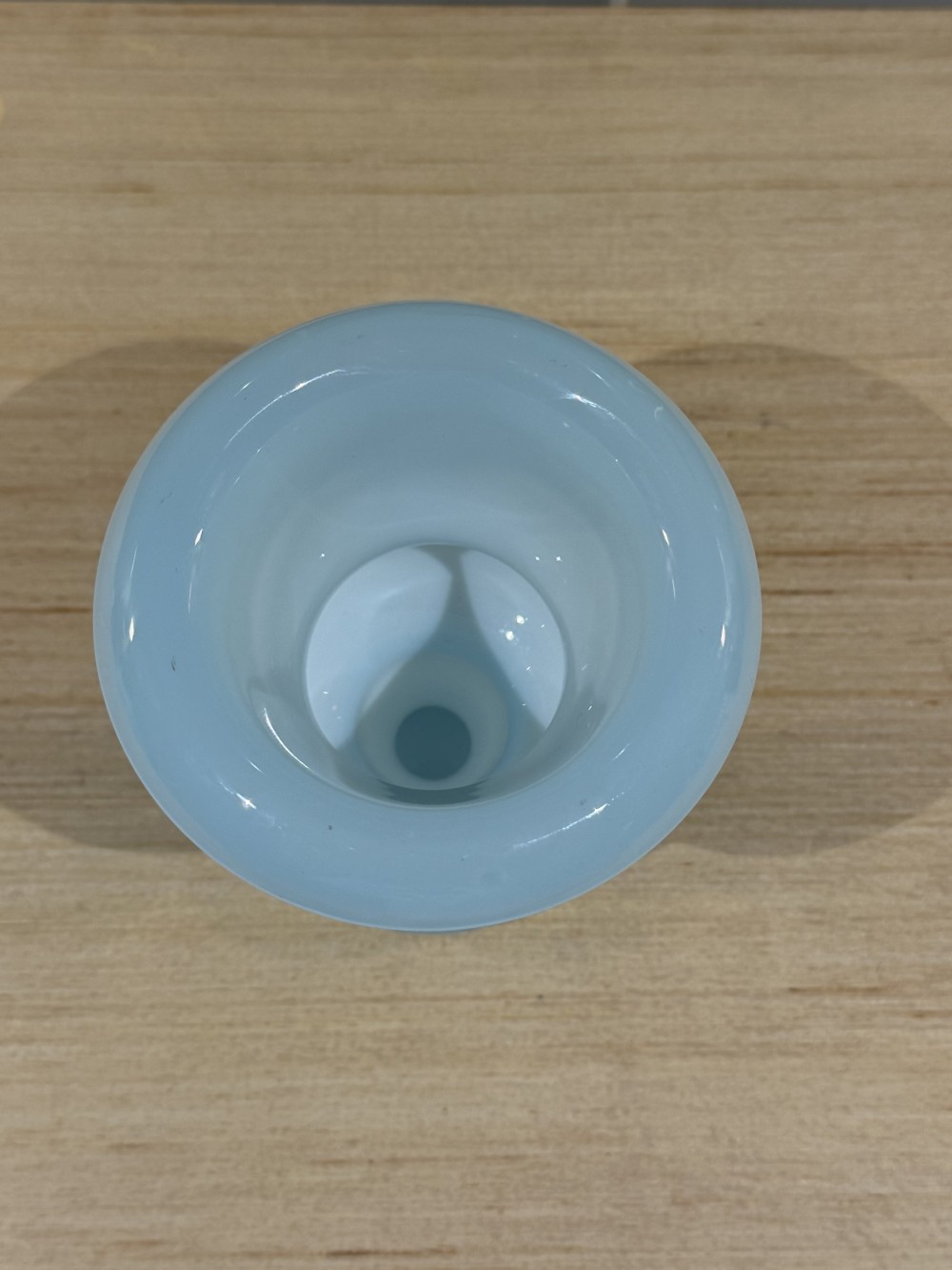 Vintage Light Blue Glass Pedestal Vase — 6”